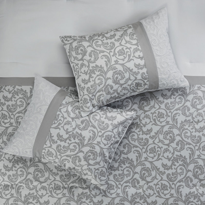 Grey King Comforter 8 Piece - Elegant, , Soft Microfiber Bedding , 100% Filling