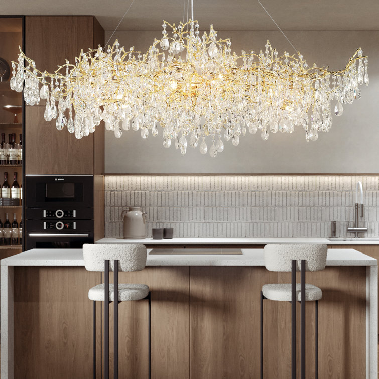 Lustre moderne à intensité variable en cristal K9