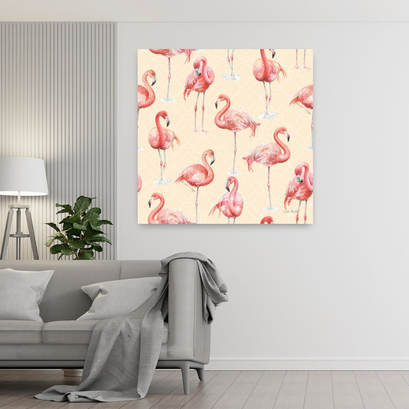 Motif gracieusement rose de flamant rose, art tropical, H 48 po x l 48 po