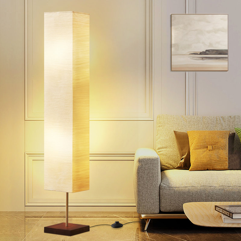 Lampe sur pied à DEL à intensité variable 65 po Adeela, Noyer / argenté