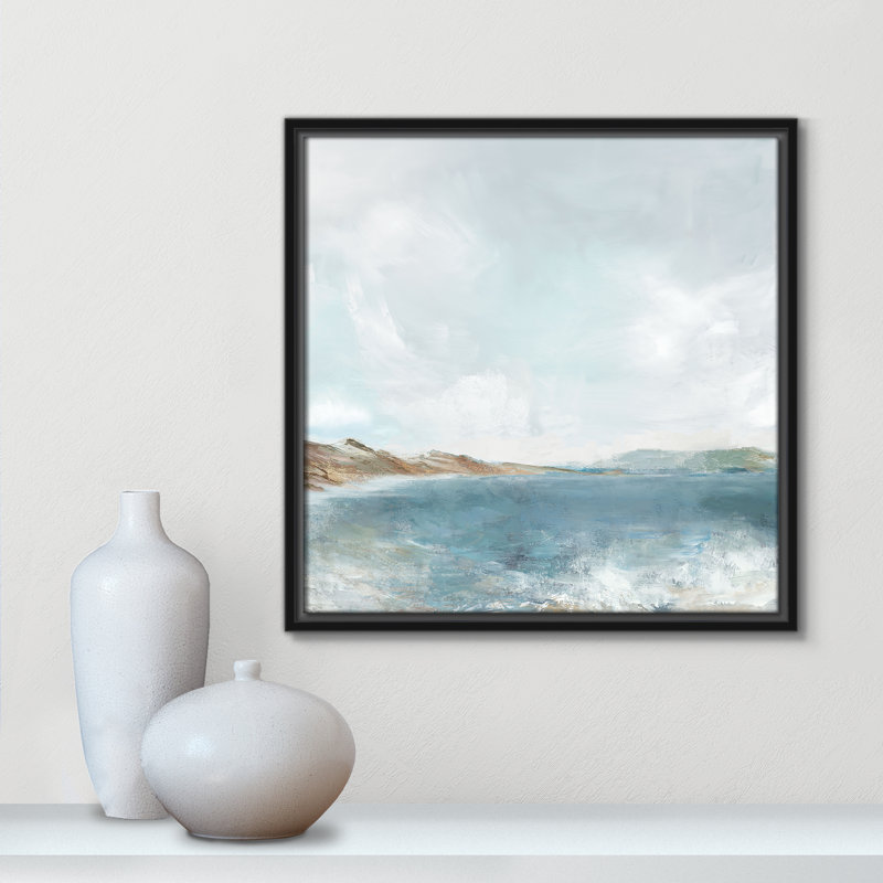 Echoes in Blue Print par PI Studio, H 17,5 po x l 17,5 po, Cadre flottant noir