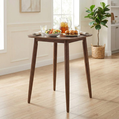 36-Inch Counter Height High Top Pub Bar Table, Sturdy Natural Solid Rubber Wood Support Legs With Smooth Waterproof Anti-Scratch Easy-Clean Textured Tabletop