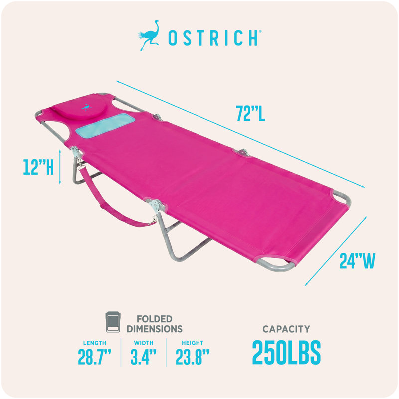 Fauteuil de bronzage pliable Ostrich, Pink