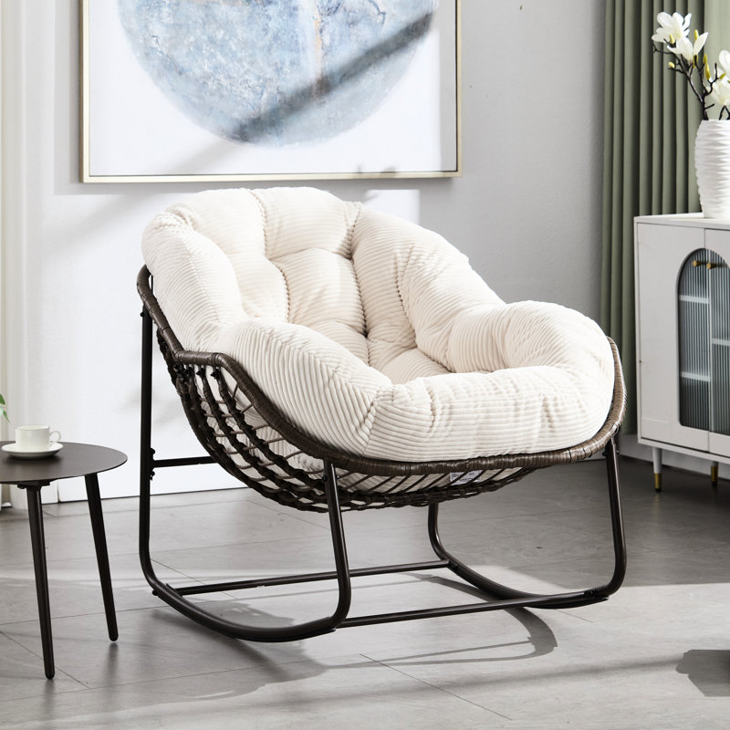 Spacious White Rocking Chair, For Garden, Living Room, Patio Outdoor Rocker Chair In White, Front Porch, Garden, White