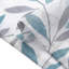 Ensemble de rideaux de cuisine de style ferme 3 pièces avec cantonnière - Imprimé botanique de feuilles grises et turquoise, rideaux à œillets filtrant la lumière