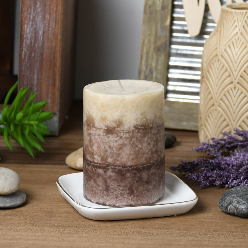 Warm Tahitian Coconuts Scented Pillar Candle, 4" H x 3" W x 3" D, 1