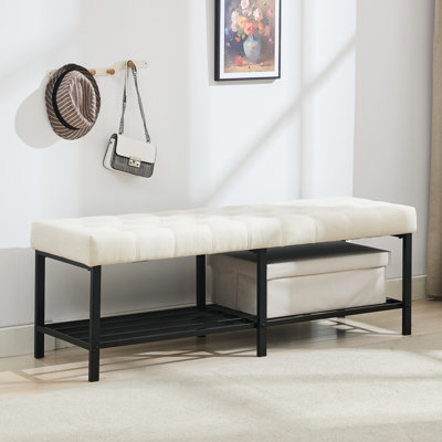 Eleonore 55.5'' Wide Polyester Blend Upholstered Storage Bench