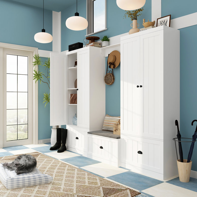 Hall Tree Set With Comfortable Bench