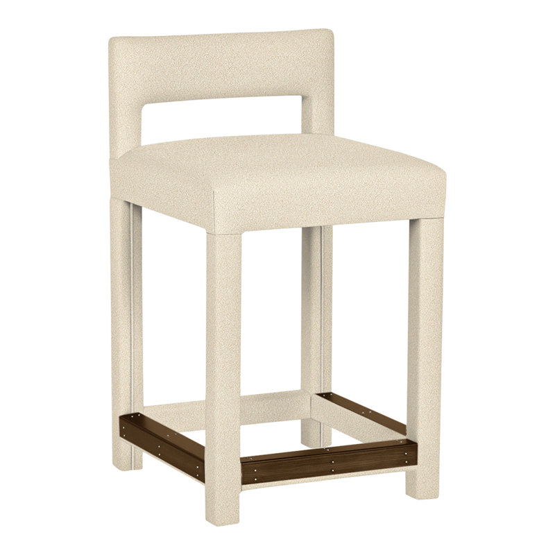 Utica By Thom Filicia Upholstered Counter Stool with Solid Wood Frame, La Havane, Kimoni naturel