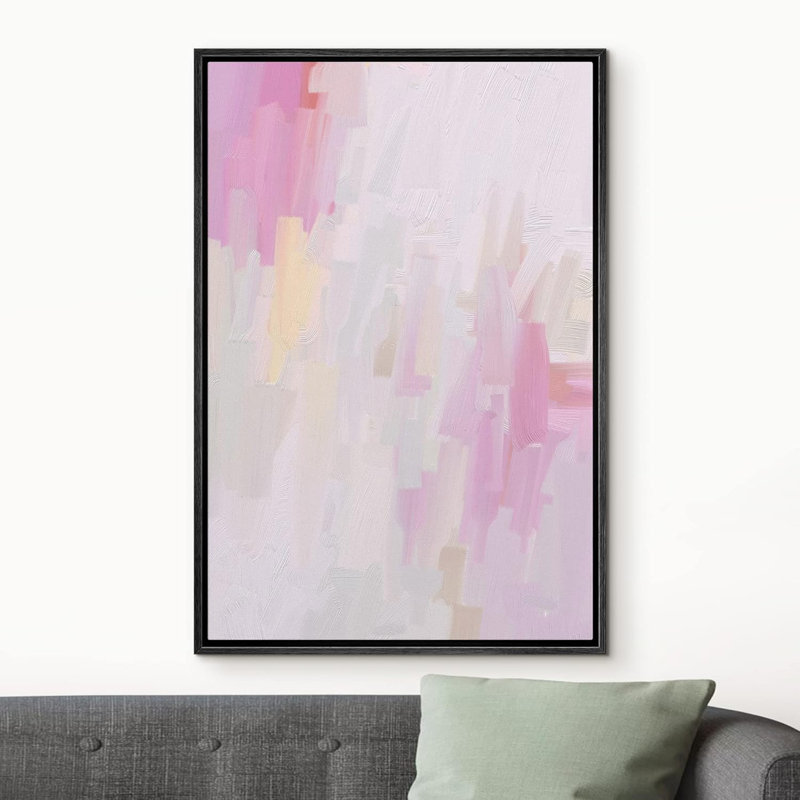 Rose pastel, mauve et blanc, impression sur toile encadrée, Noir, H 24 po x l 16 po x P 1,5 po