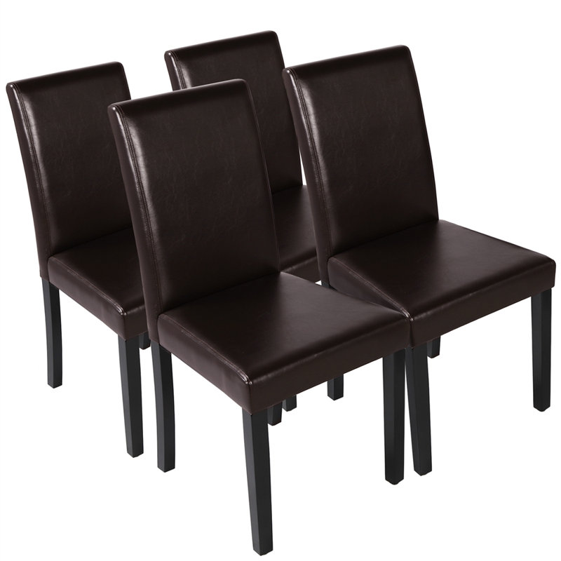 Espiye 18.7'' H Faux Leather Upholstered Parsons Chair, Brown