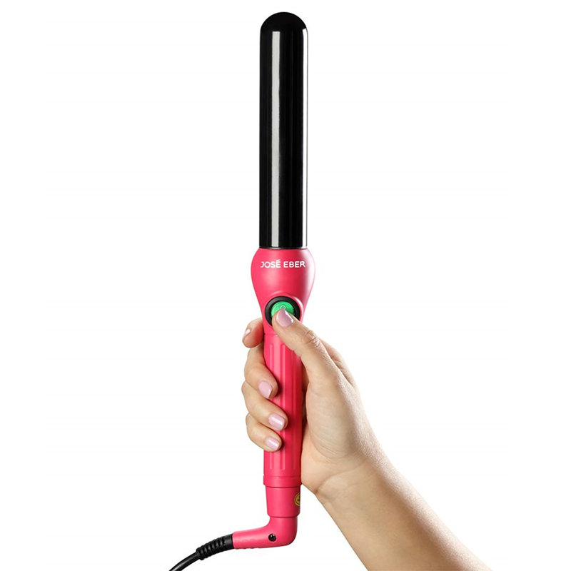 Jose Eber: fer à friser Clipless 1,25 po (32 mm) - rose - tonneau en céramique de tourmaline professionnel, outil de style baguette, technologie ionique, gant résistant à la chaleur