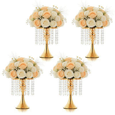 4PCS Vases for Centerpieces, Flower Arrangement Stand, Wedding Centerpieces for Tables, Tall Metal Flower Vase Holders for Wedding, Event, Reception, Birthday, Home Decor