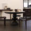 Table de salle à manger ronde en bois manufacturé noir-935076421