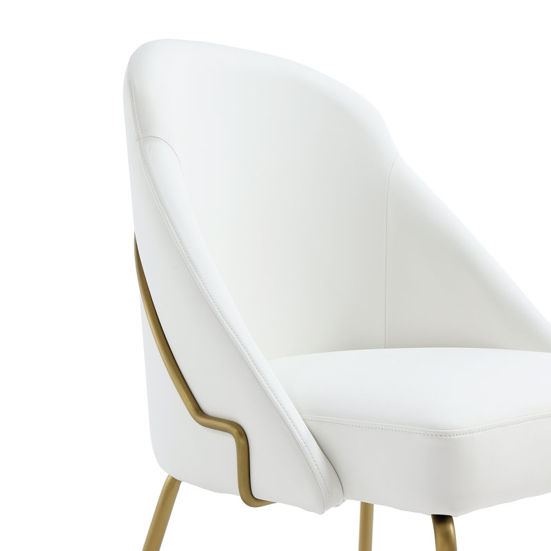 Fakenham Leatherette Dining Chair with Steel Legs, White, Gold, 2