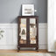 Armoire vitrée 2 portes avec portes en verre trempé, armoires de cuisine avec panneau arrière en miroir et tablettes réglables, vitrine Ed pour la maison, ampoule de bureau incluse-1221187243