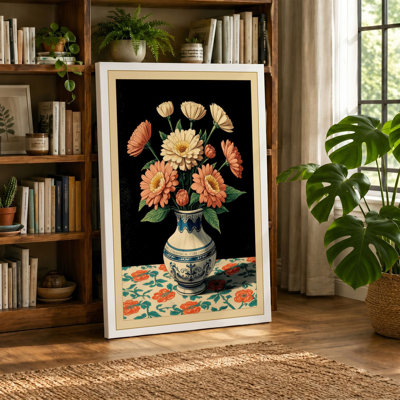 Chrysanthemum Arrangement Botanical - Wrapped Canvas