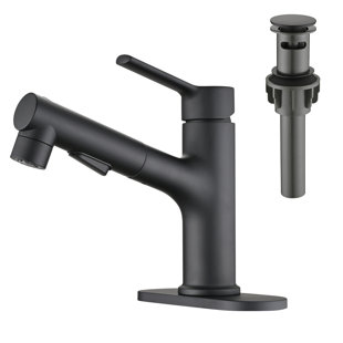 Robinet de lavabo de salle de bain extractible à un trou avec bonde escamotable en métal