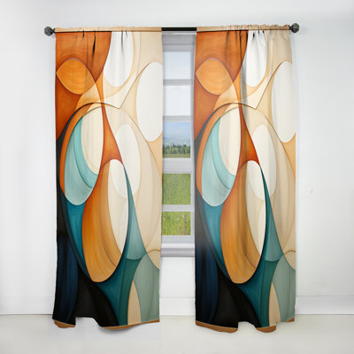 Rideau obscurcissant orange Mid Century