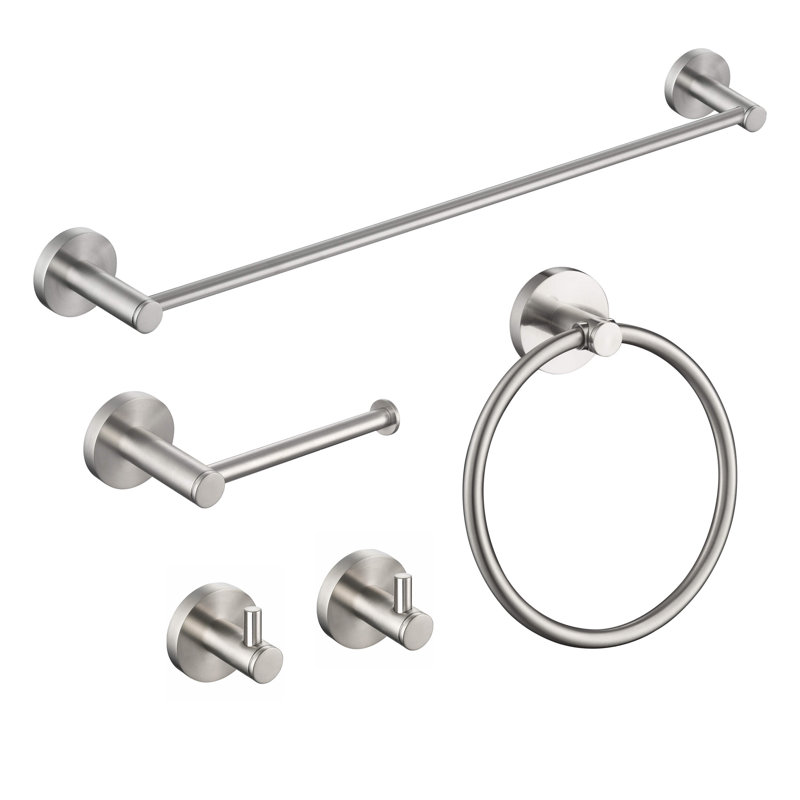 Circular 5 - Piece Bathroom Hardware Set, Brushed Nickel