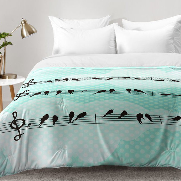 Ensemble d'édredon nature musicale, Édredon pour lit simple TG + 1 taie décorative