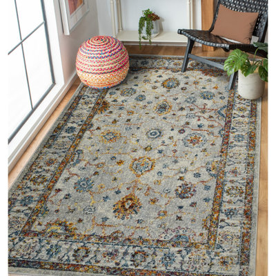 Tapis tissé à la machine orange et ivoire 3 pi x 5 pi
