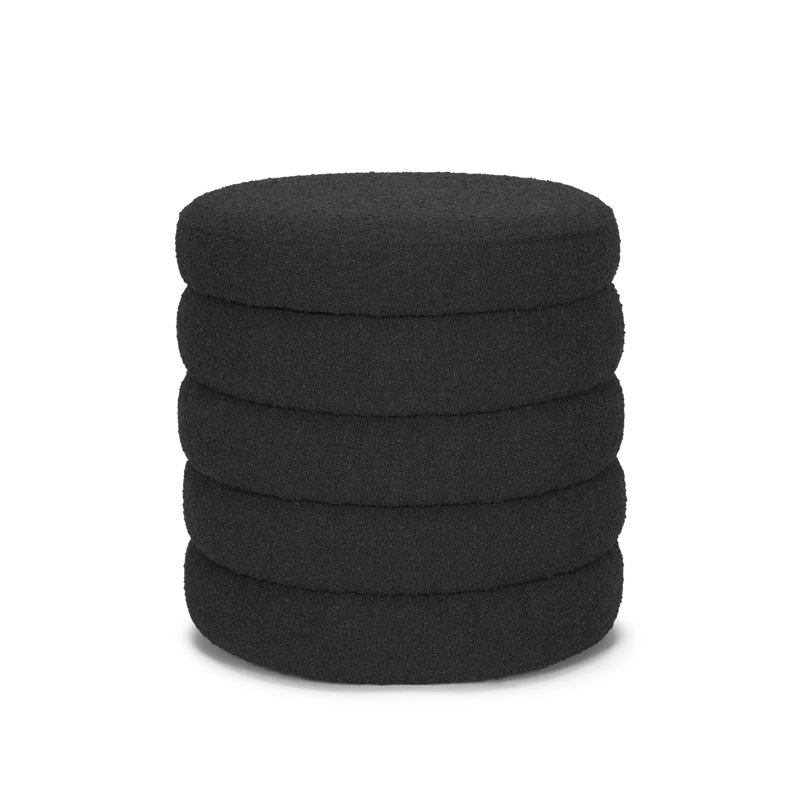 Luvern Upholstered Ottoman, Black Polyester Blend