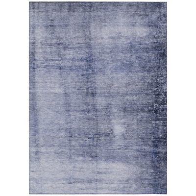 HomeRoots 10' X 14' Navy Blue And Sky Blue Abstract Washable Indoor Outdoor Area Rug
