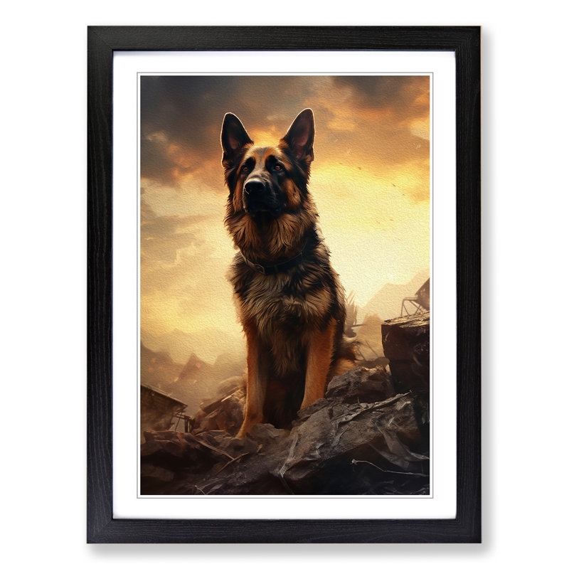 German Shepherd Conceptual Art - Framed Print, Black Framed, 64cm H x 46cm W