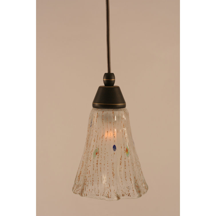 Mini-luminaire suspendu suspendu en corde de granit foncé avec verre en cristal cannelé de 5,5 po