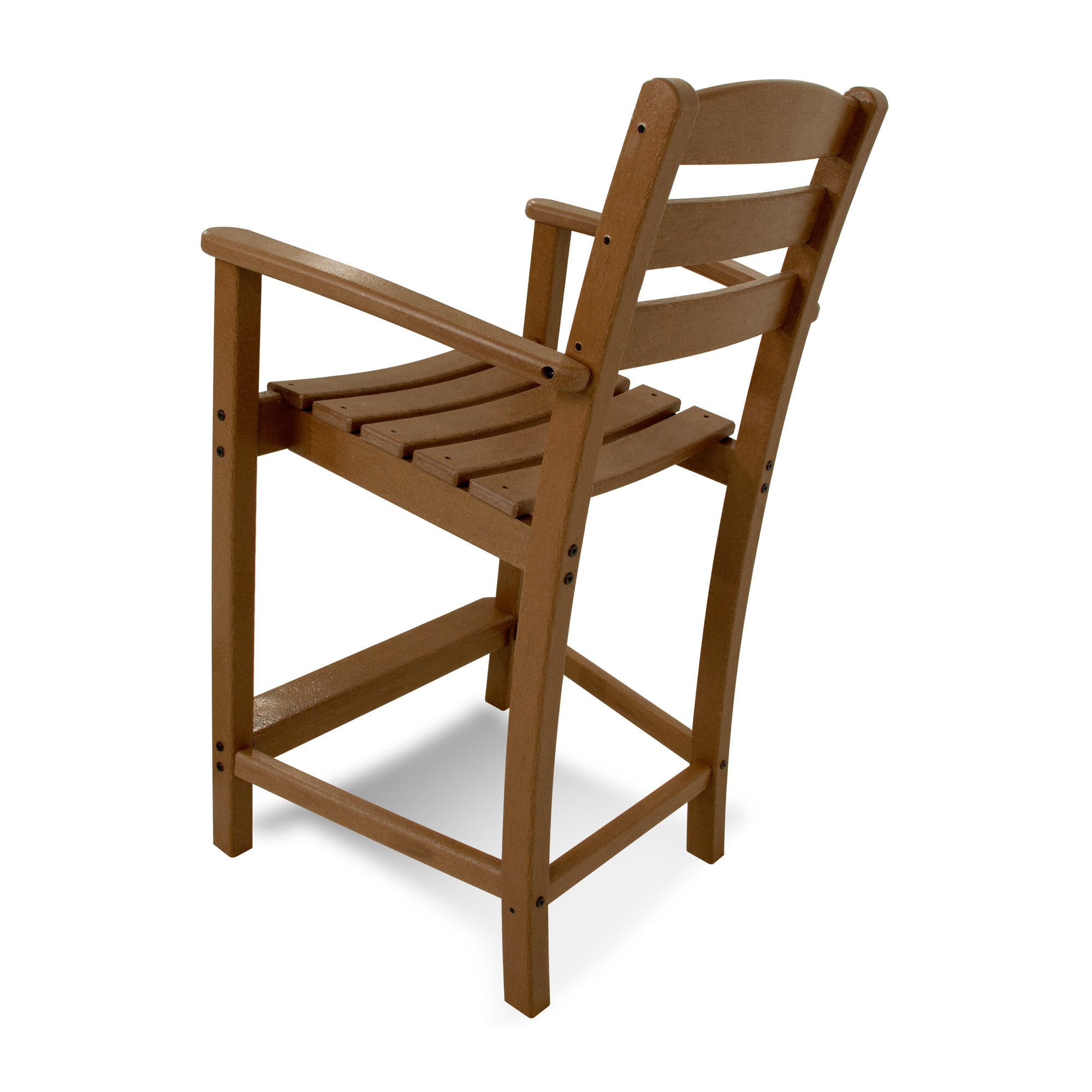 POLYWOOD La Casa Café Bar Arm Chair, Teak, Counter Stool (25.13” Seat Height)