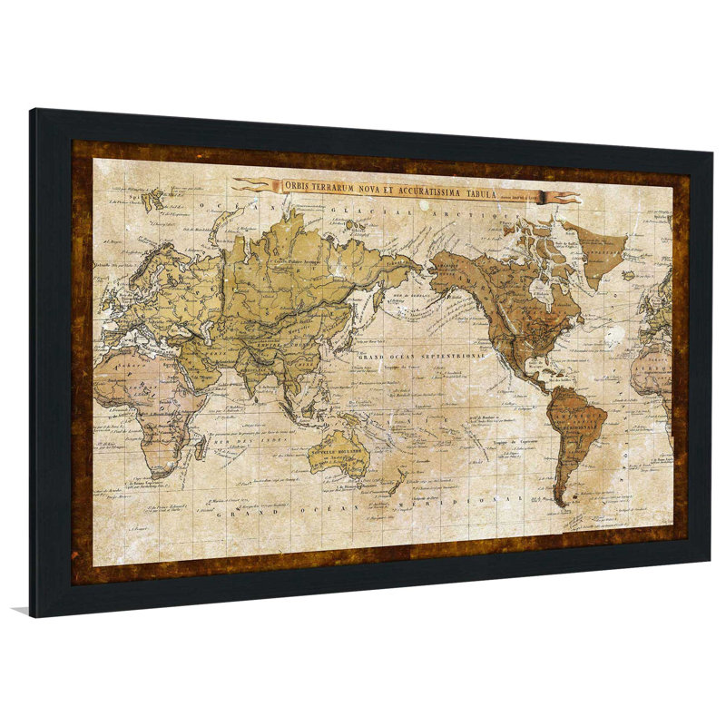 Carte du monde - impression encadrée, H 27,5 po x l 39,5 po x P 0,75 po