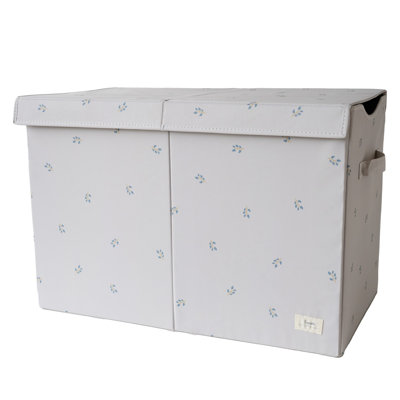 3 Sprouts - Recycled Fabric Storage Chest with Lid - Blueberry Taupe