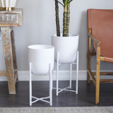 2 Piece Metal Pot Planter Set