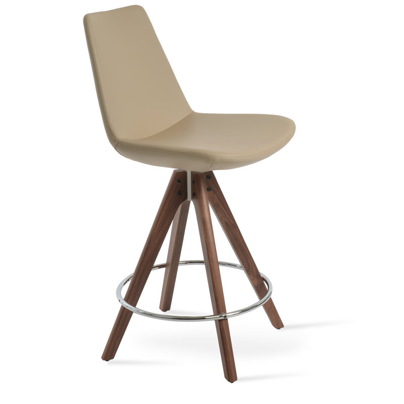 Tabouret Eiffel, Tabouret de comptoir, Noyer, Orange