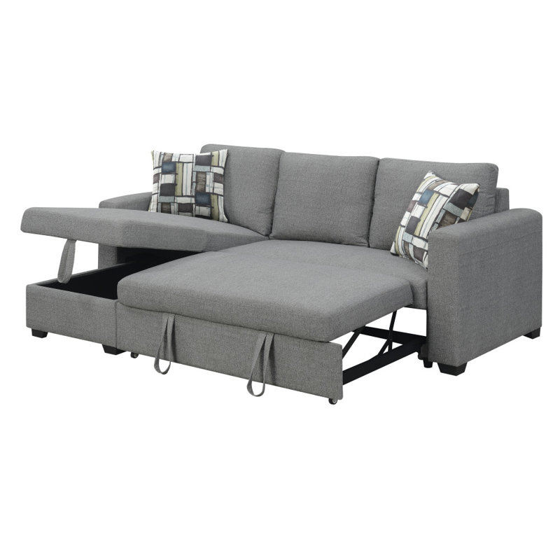 Hendrick Upholstered L-Shaped Sectional Reversible, Fossil Gray
