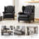 Amyri 33" Wide Genuine Leather Wingback Armchair with Button-Tufted