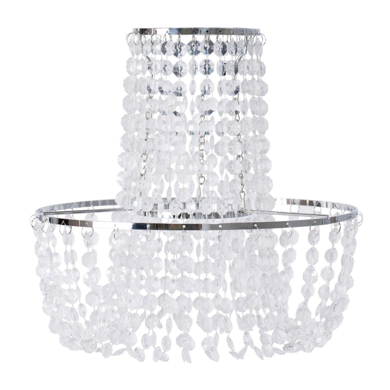 28cm H Plastic / Acrylic Empire Lamp Shade ( Clip On ), Silver