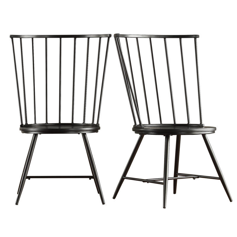 Kennamer Metal Slat Back Side Chair, Black