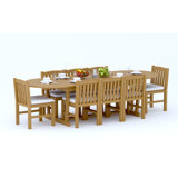 6 Seats 7 Pcs Grade-A Teak Wood Dining Set: 118" Double Extension Mas Oval Trestle Leg Table And 6 Devon Armless Chairs #11DV2700