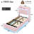 Floating Twin Bed Frame With LED Light, Upholstered Platform PU Leather Bed With Charging Station & Wingback, Diamond Tufted Storage Headboard & Footboard, No Box Spring Needed-229620243-229620247