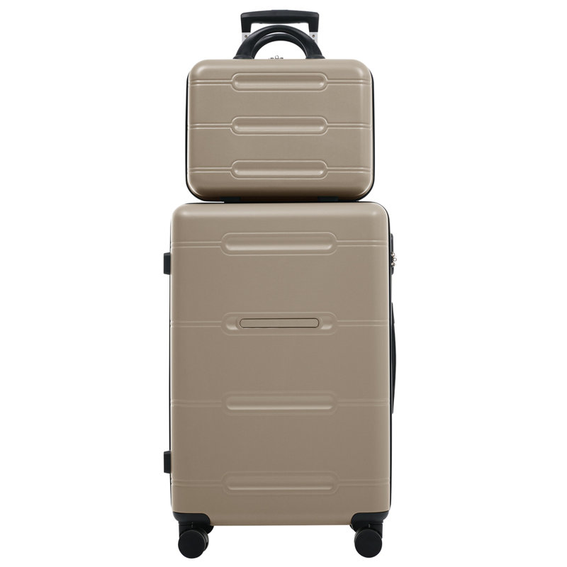 Ensemble de bagage 6 pièces, valise rigide avec double roulettes à poignée verrouillable, étui à cosmétiques 14 po, bagage 20/24/28 po avec sac de voyage et trousse de toilette