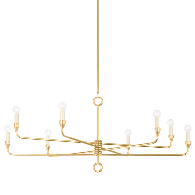 8 - Light Chandelier, Vintage Gold Leaf