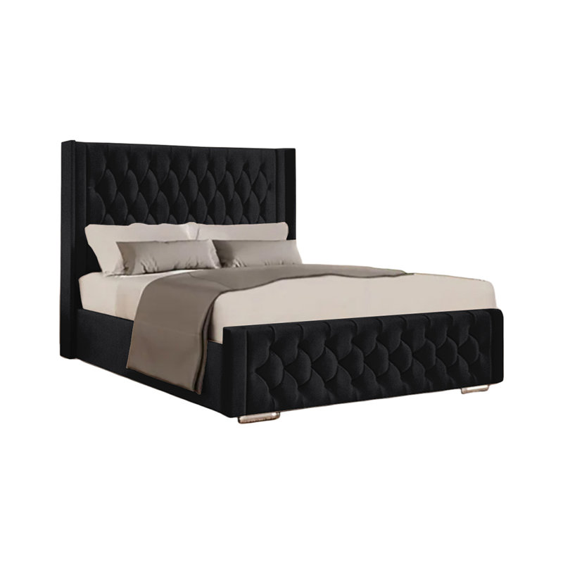 Athlene Upholstered Bed Frame, Black, Single (3')