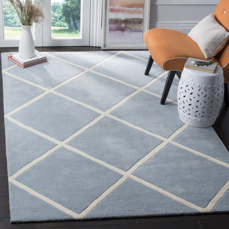 Tapis géométrique en laine touffeté à la main Teresita, Rectangle de 5 pi x 8 pi