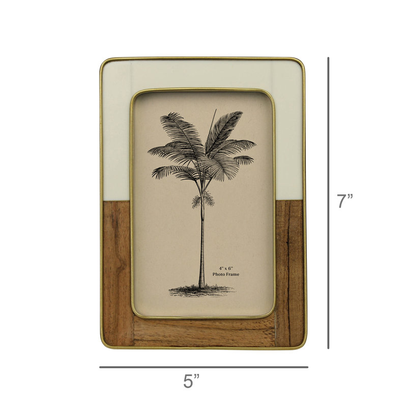 Teak, Ivory & Brass Frame - 4x6