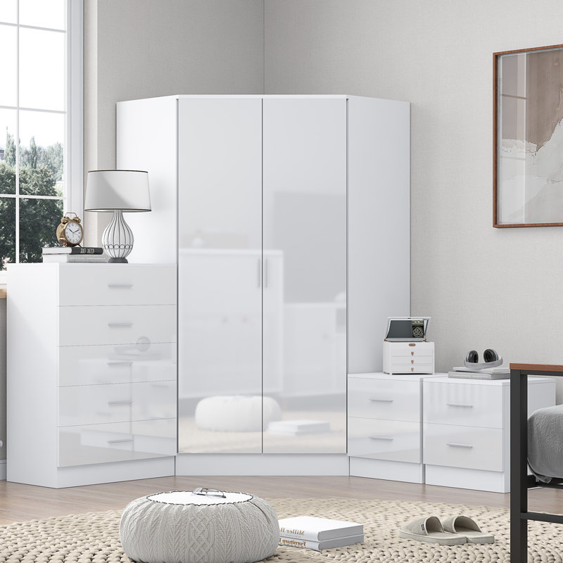 Eva Piece Bedroom Set, White Gloss / Matt White