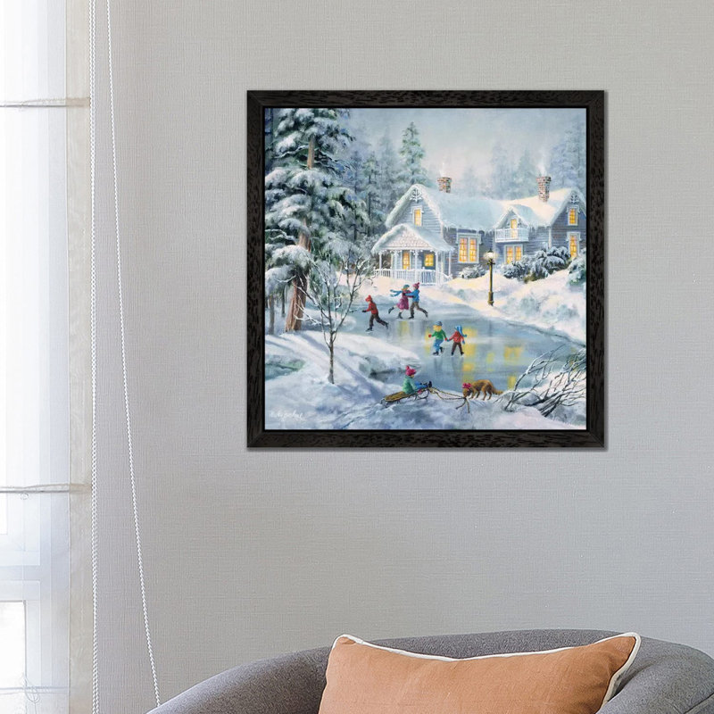 A Fine Winter's Eve by Nicky Boehme - Floater Frame Painting on Canvas, 66.04 cm H x 66.04 cm W, Black