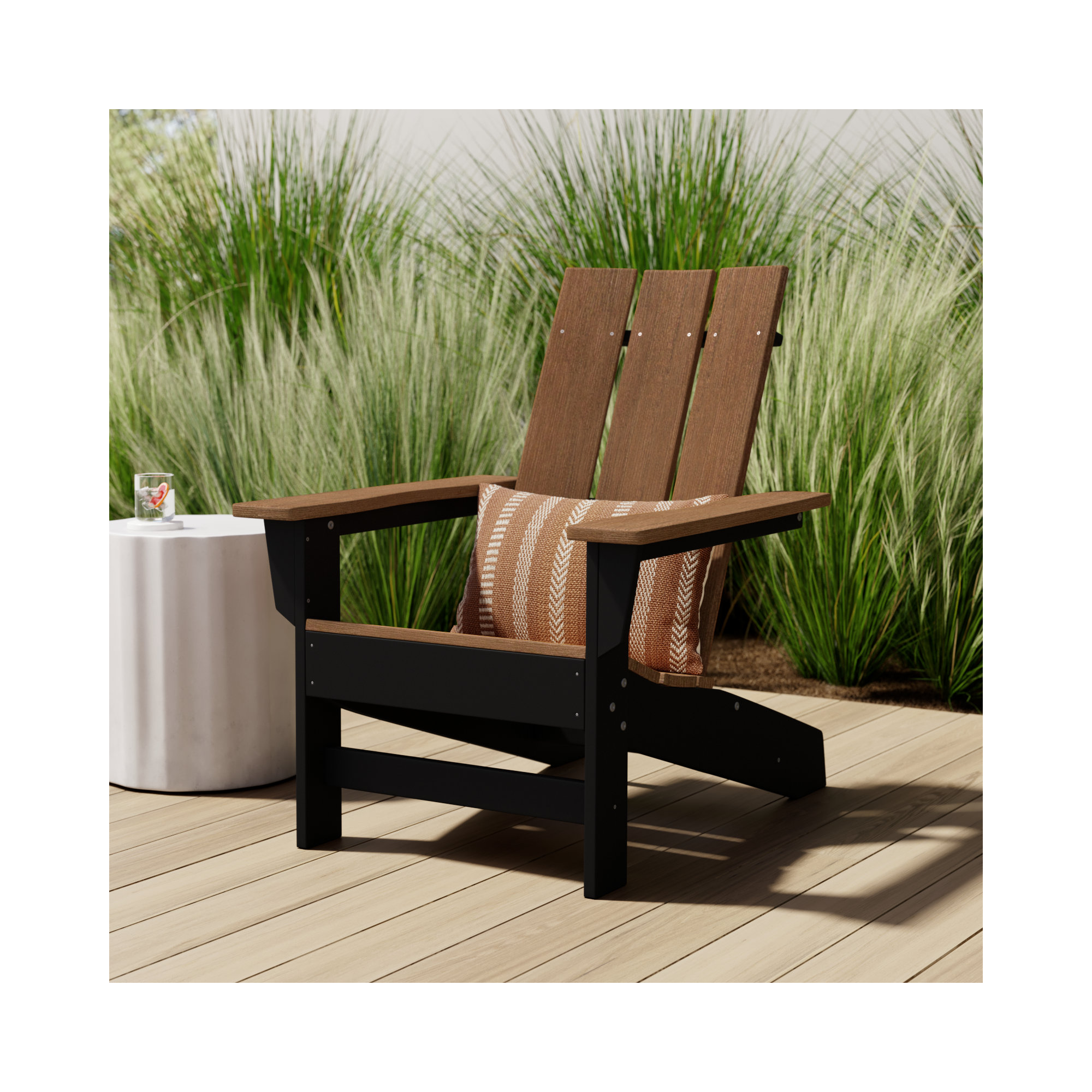 Ratcliff All-Weather HDPE Adirondack Chair, Black/Antique Mahogany