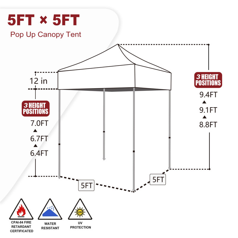 Amaziyah 96'' W x 96'' D Steel Pop-Up Canopy, Light Brown, 5ft x 5ft